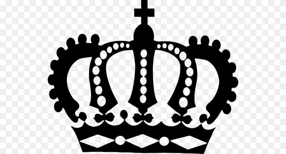 Cross Crown Decorative King Monarch Ornate Royal Silhouette Crown, Gray Png Image