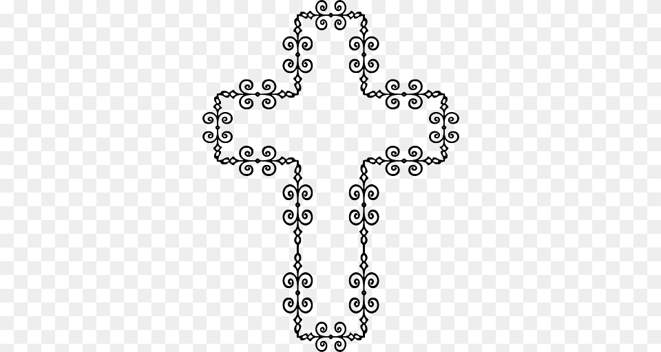 Cross Curled Outline, Symbol, Pattern Png