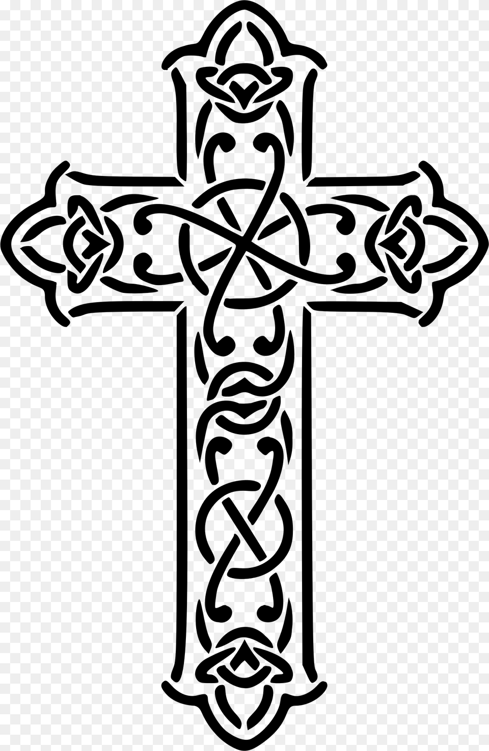 Cross Fancy Celtic Cross Clipart Black And White, Gray Free Transparent Png