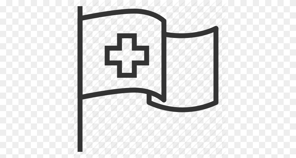 Cross Flag Hospital Line Medical Outline Icon, Gate Free Png