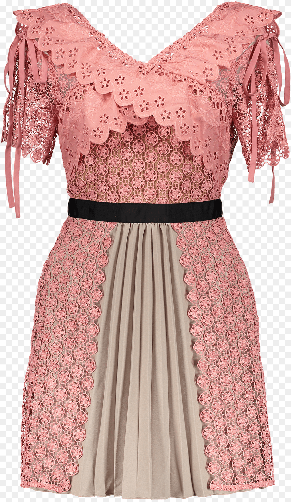 Cross Front Floral Lace Dress Pink Gown, Blouse, Clothing, Skirt, Person Free Png Download