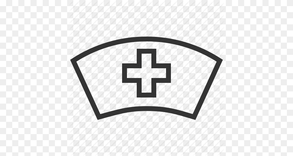 Cross Hat Line Nurse Outline Icon, Gate, Logo, Emblem, Symbol Free Png Download