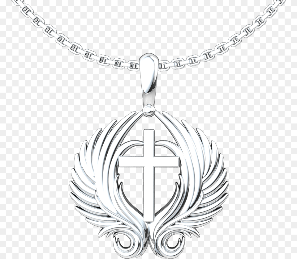 Cross Necklace 50cm Chaine Argent Maille Forcat, Accessories, Jewelry, Pendant Png Image