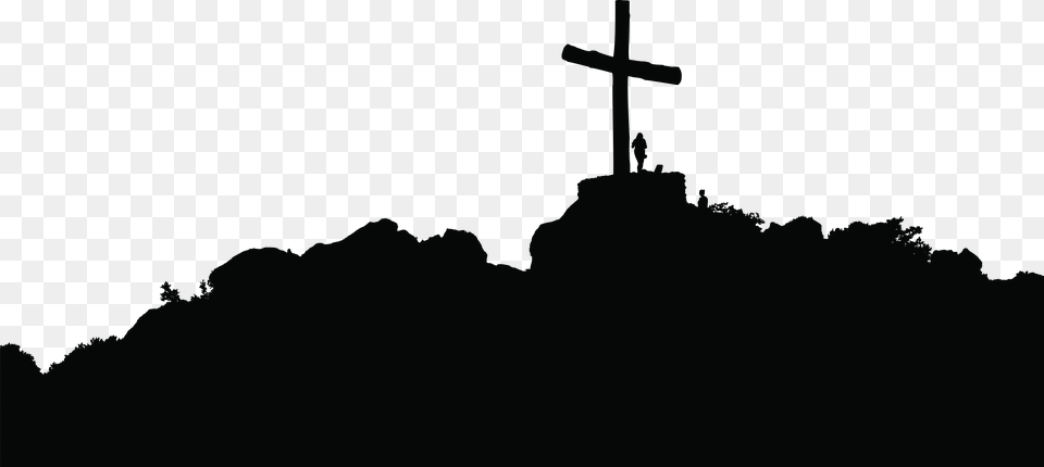 Cross On Hill Clipart, Symbol, Silhouette Free Png