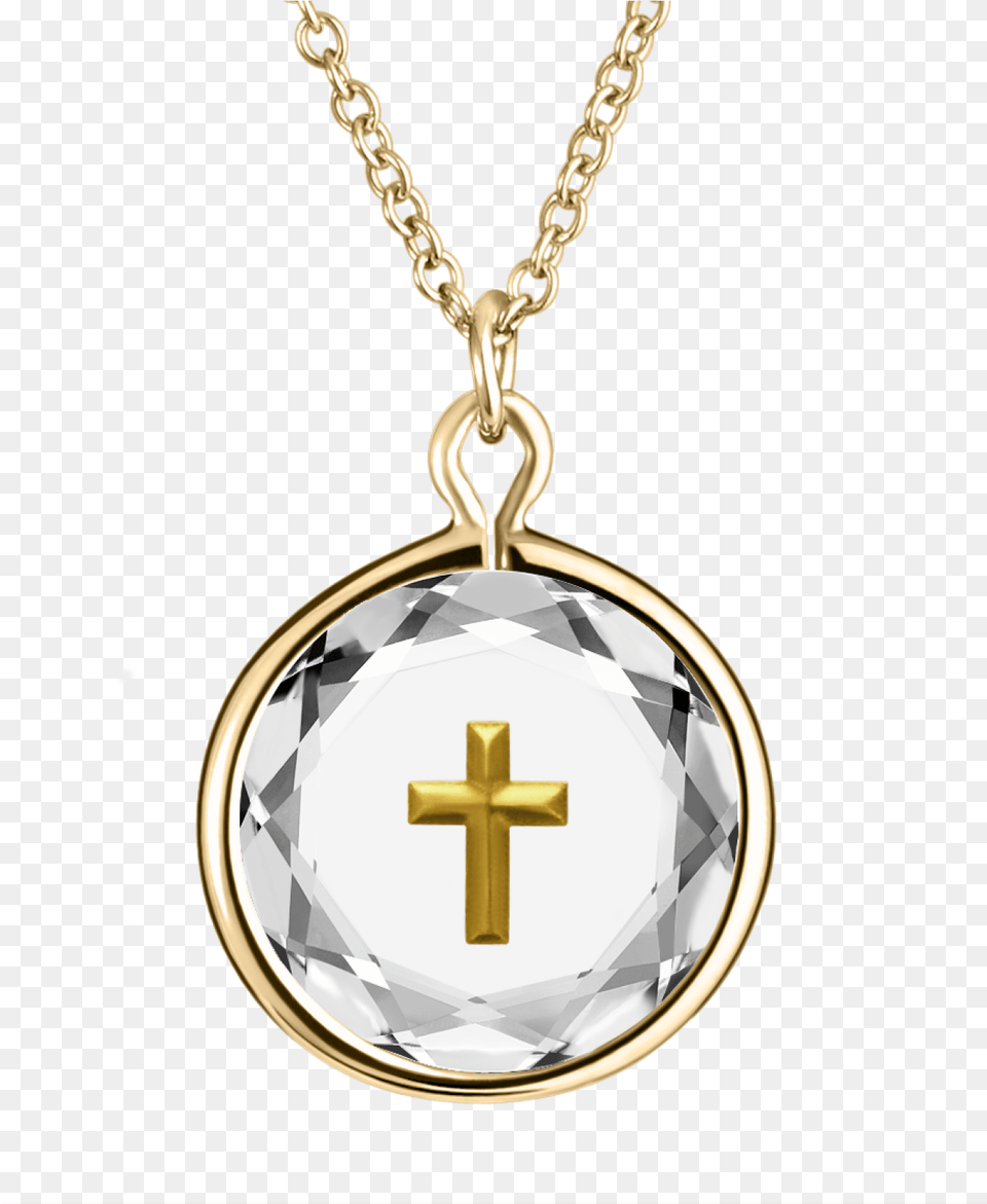 Cross Pendant White Swarovski Crystal With Gold Enamel Pendant, Accessories, Jewelry, Necklace, Symbol Free Png Download