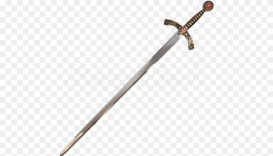 Cross Shield Excalibur Sword With Plaque Pike Fishing Rods Uk, Weapon, Blade, Dagger, Knife Free Png Download