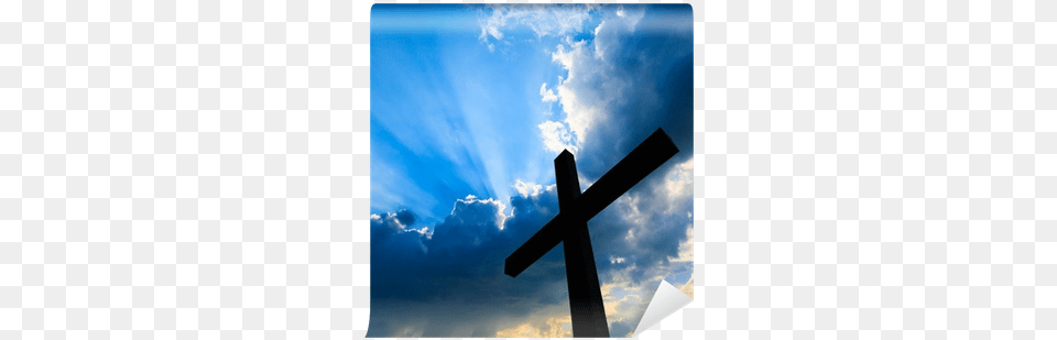 Cross Silhouette And The Holy Blue Sky Wall Mural Cross In Blue Sky, Nature, Outdoors, Symbol, Azure Sky Free Transparent Png