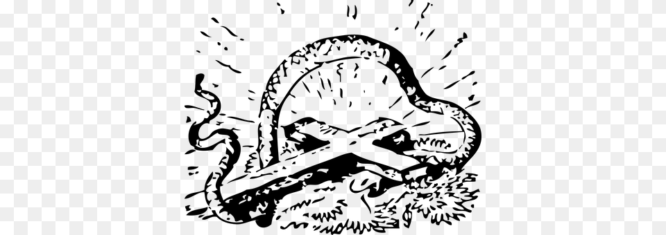 Cross Snake Reptile Satan Symbol Satan Sat Serpiente Y La Cruz, Gray Free Transparent Png