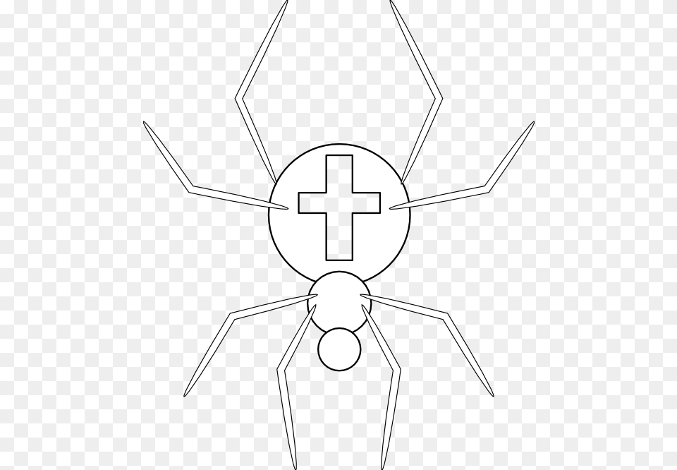 Cross Spider Black White Line Art 555px Insect, Symbol, Bow, Weapon Free Png