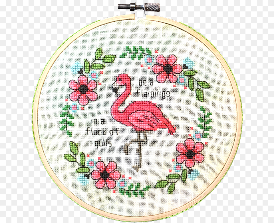 Cross Stitch Flamingo Pattern, Embroidery, Animal, Bird Png Image