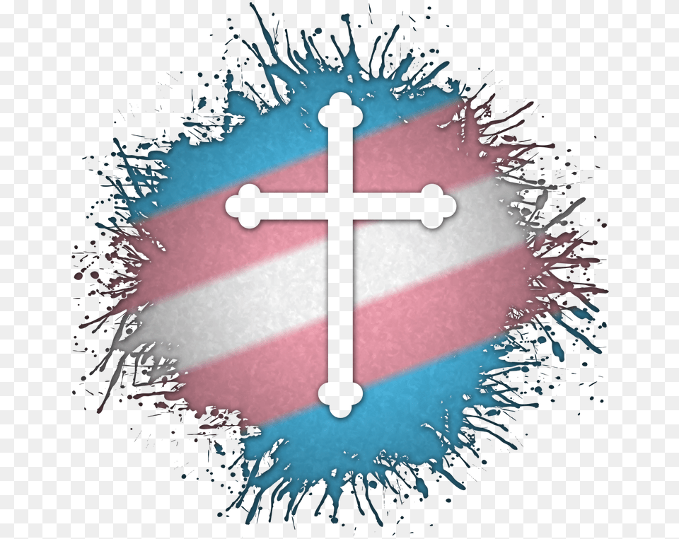 Cross Symbol Silhouetted Out Of Lgbtq Rainbow Paint Transparent Background Transparent Triple Goddess Symbol Free Png