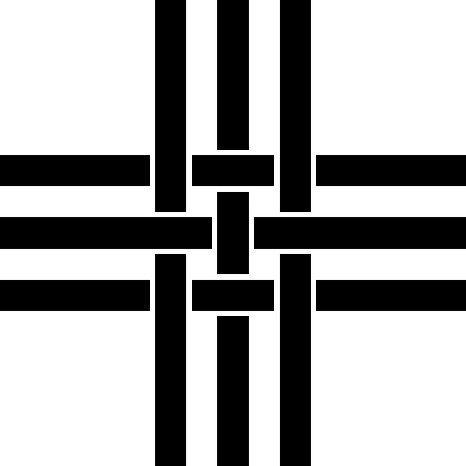 Cross Triple Parted Fretted Bw Clipart, Symbol, Pattern Png
