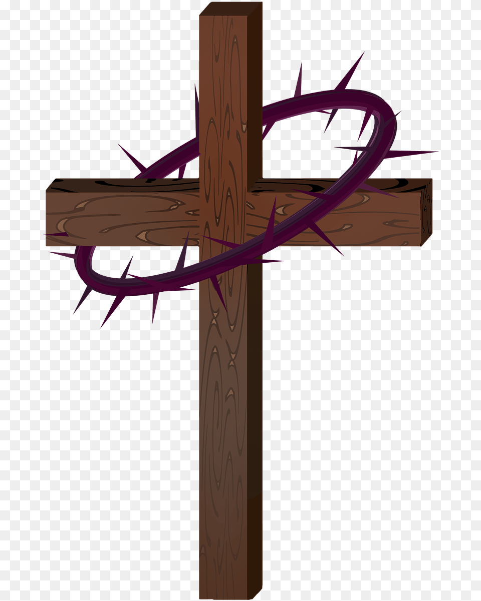 Cross With Crown Of Thorns Cross With Crown Of Thorns, Symbol, Aircraft, Airplane, Transportation Free Transparent Png