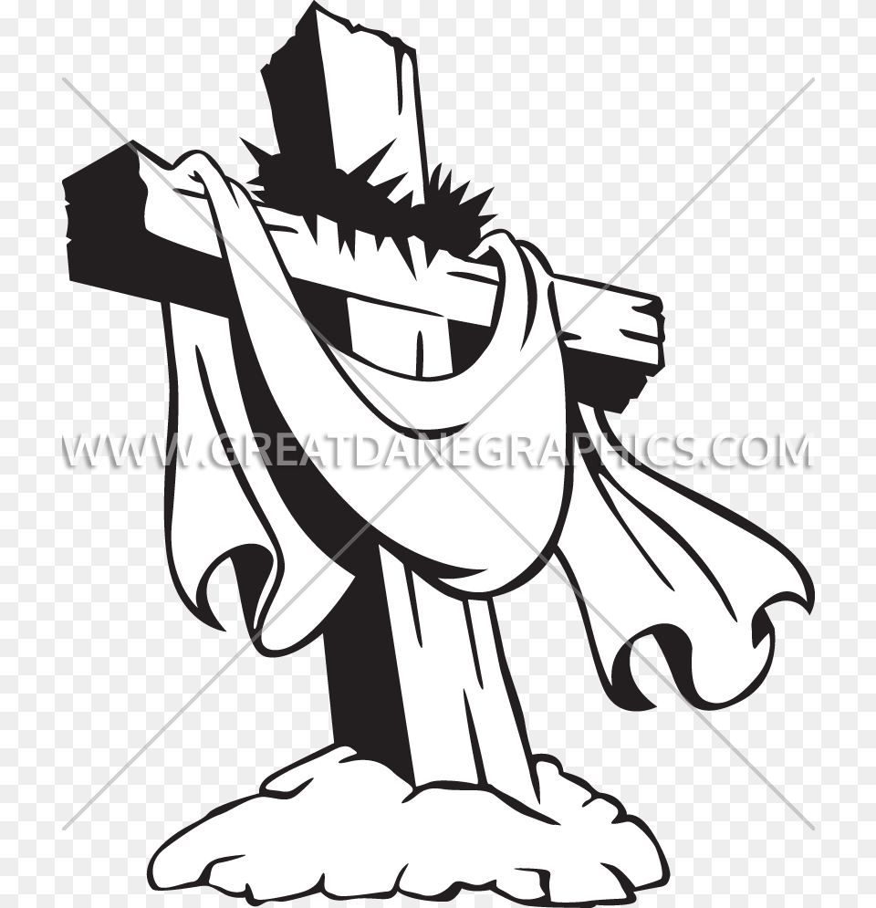Cross With Crown Of Thorns Production Ready Artwork For T Shirt, Kneeling, Person, Symbol, Animal Free Transparent Png