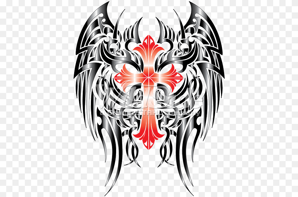 Cross With Gothic Wings Gothic Cross With Wings, Art, Emblem, Graphics, Symbol Png Image