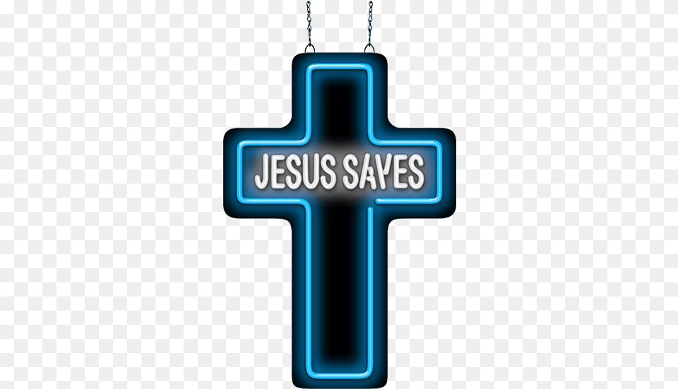 Cross With Jesus Saves Neon Sign Cross, Symbol Png Image