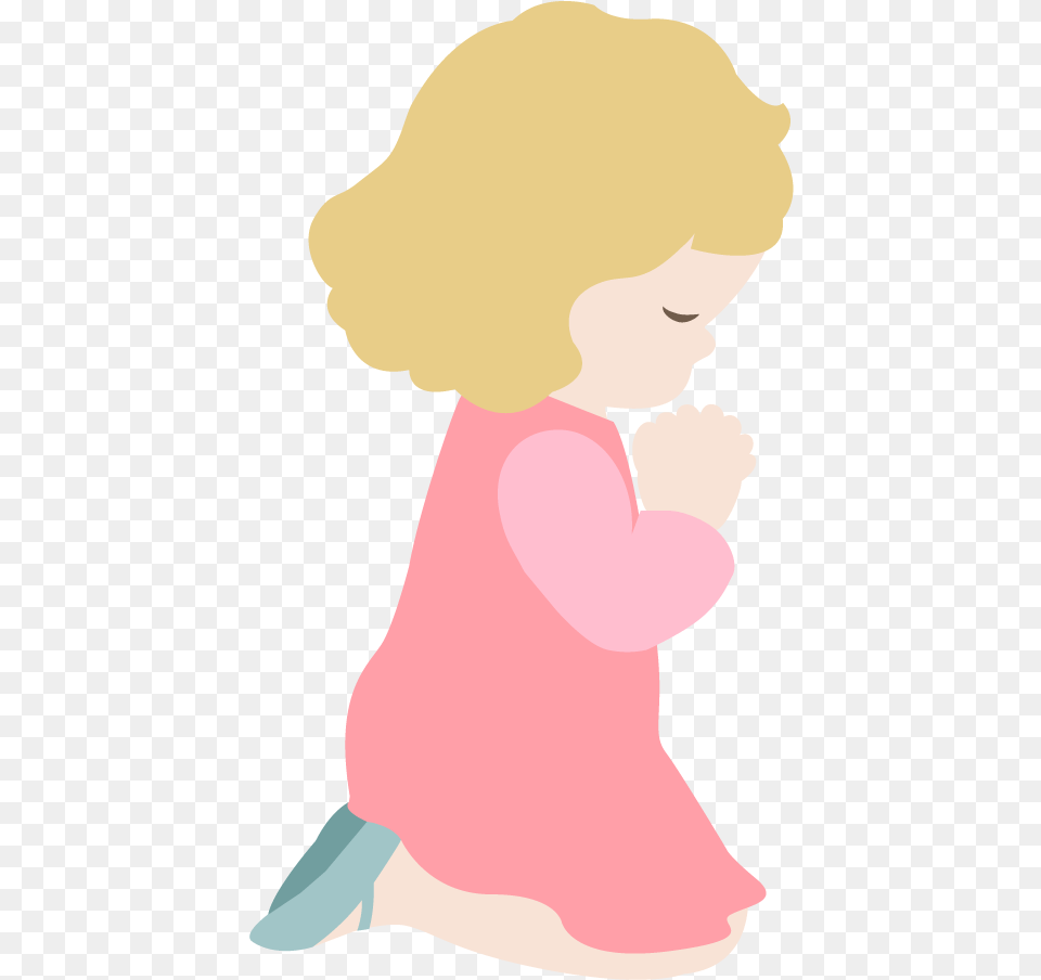 Cross With Praying Hands Clipart Clip Library Praying Little Girl Praying Clipart, Kneeling, Person, Baby, Face Free Png Download