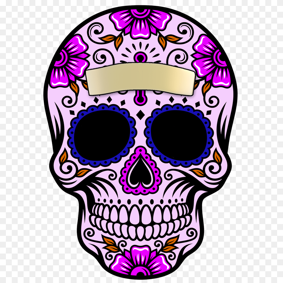Crossbones Background Flower Sugar Skull, Purple, Person, Face, Head Free Png
