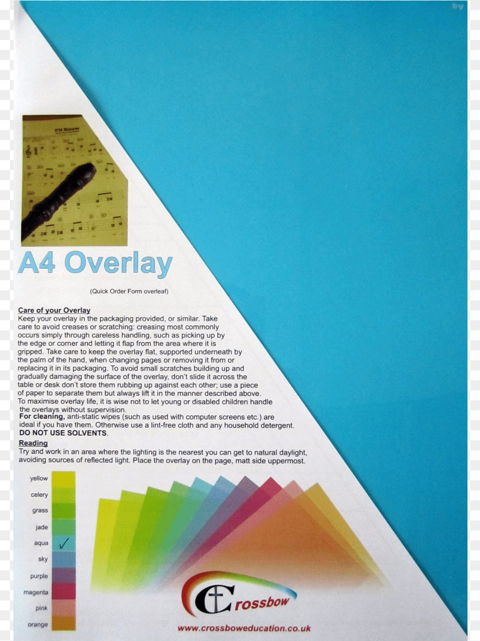 Crossbow Education A4 Coloured Overlay 10 Colour Options Reading, Advertisement, Poster Png