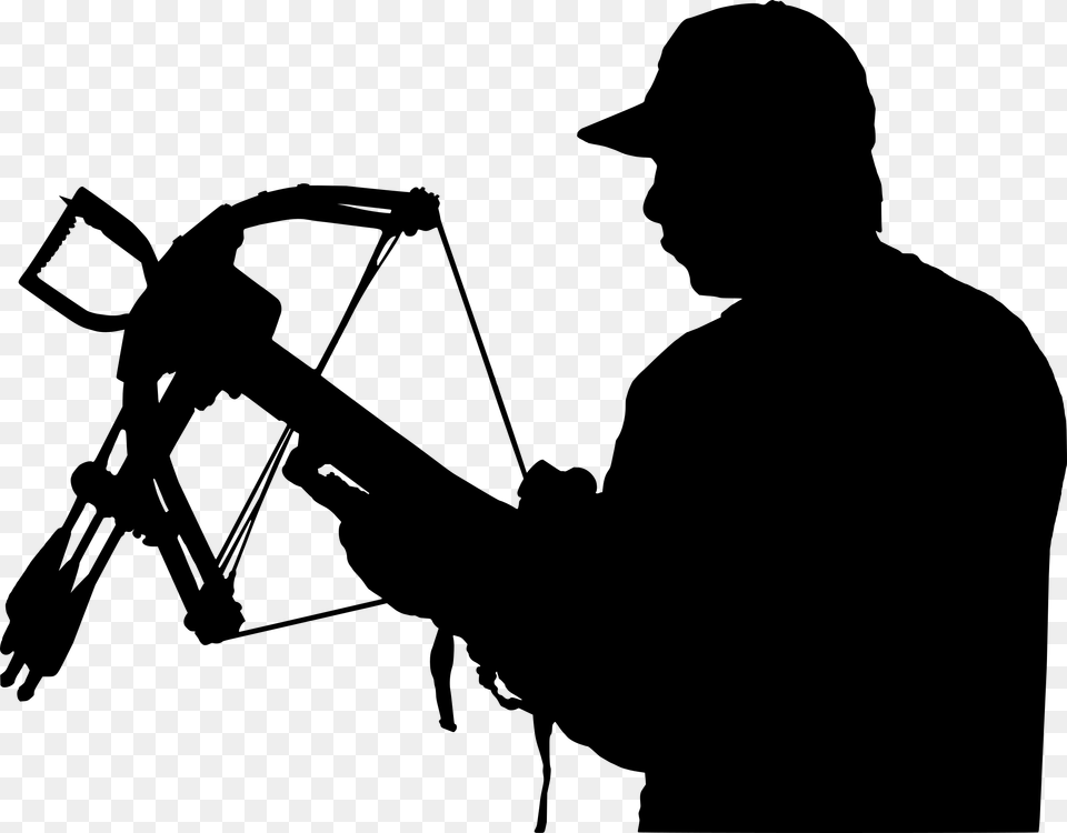 Crossbow Hunting Silhouette Clip Art, Gray Free Png Download