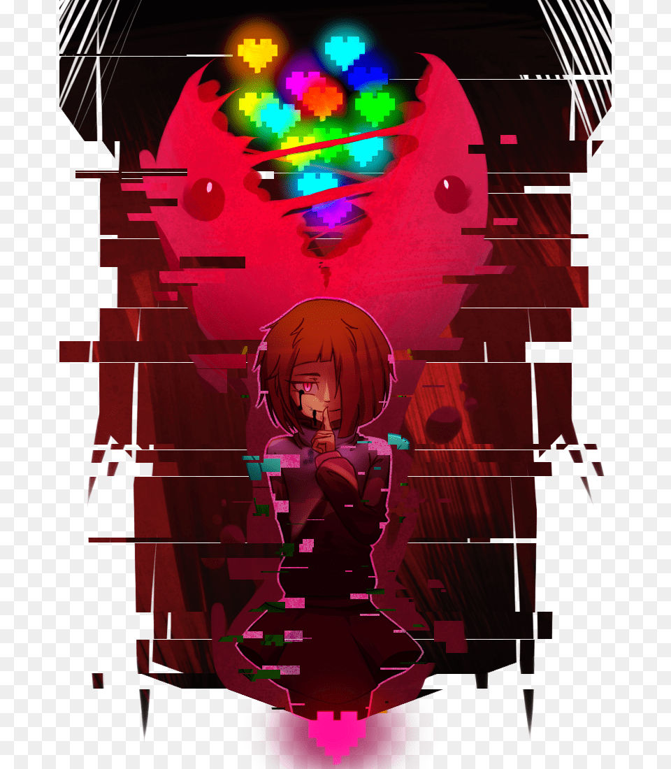 Crosschara Zombiefrisk And Temmie Camilaart Glitchtale Hate Fear, Art, Graphics, Light, Person Png Image