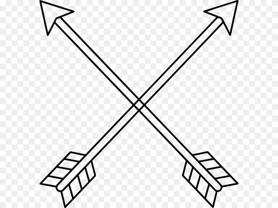 Crossed Arrows, Gray Png