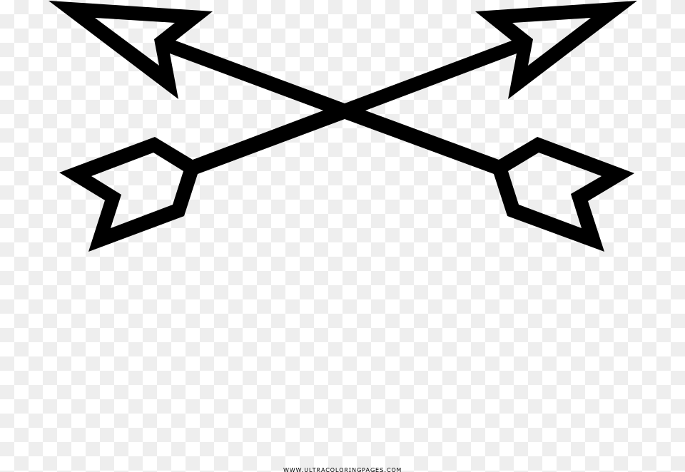 Crossed Arrows Coloring, Gray Free Transparent Png