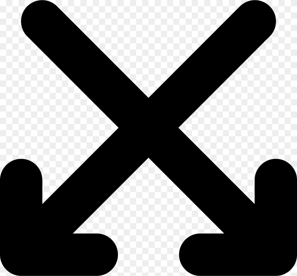 Crossed Arrows Pointing To Down Comments Two Arrows Pointing Down, Symbol, Silhouette Free Png