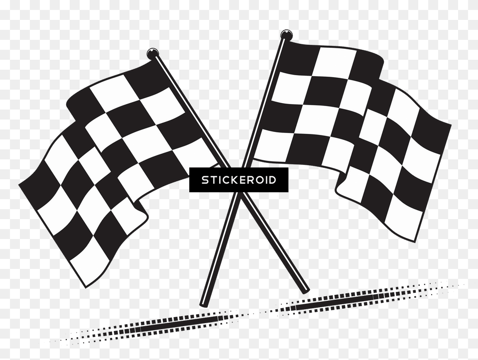 Crossed Checkered Flags Vector Clipart Download Black And White Square Flag, Stencil Png Image