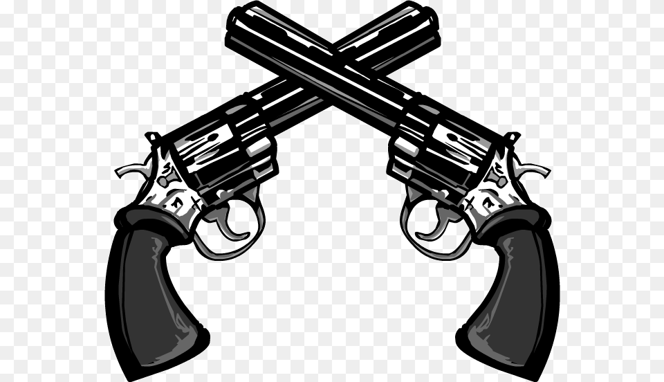 Crossed Guns Double Gun, Firearm, Handgun, Weapon, Device Free Png