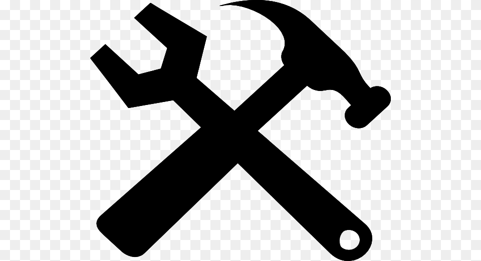 Crossed Hammer And Wrench Black Clip Art, Device, Tool Free Transparent Png