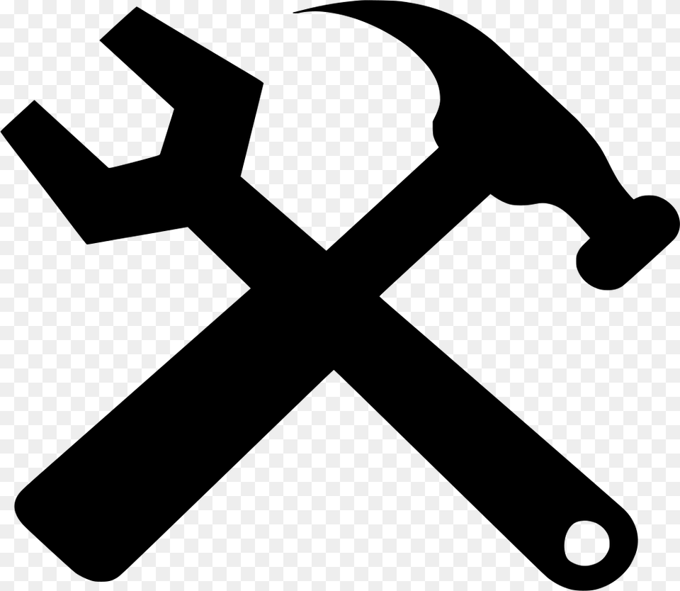 Crossed Hammer And Wrench Black Clip Art At Clker Tools Images Black And White, Gray Free Png