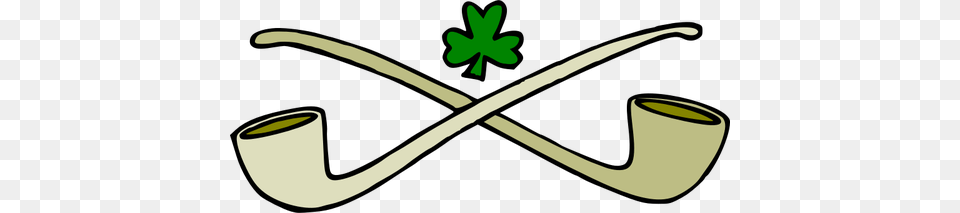 Crossed Pipes And A Shamrock Vector Clip Art, Smoke Pipe Free Png