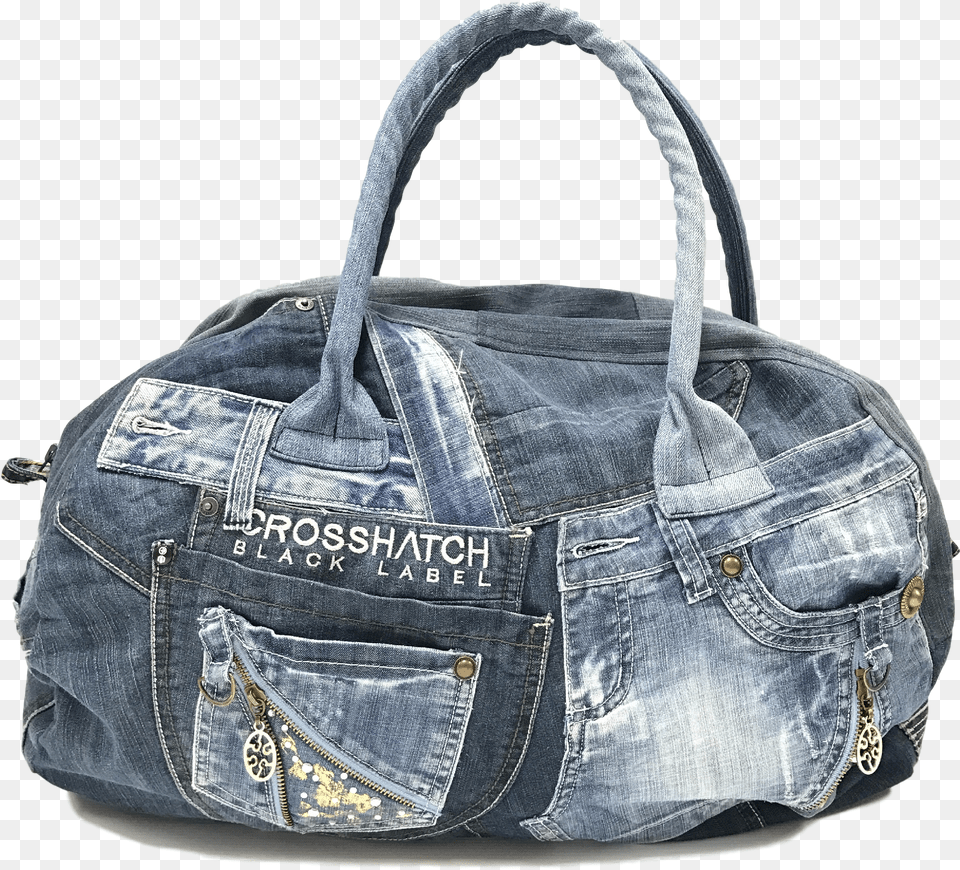 Crosshatch Jewelled Denim Duffle Bag Tote Bag Png Image