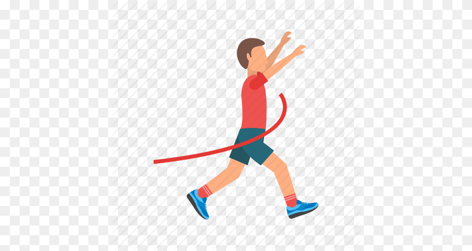 Crossing Finish Line Olympic Race Runner Sport Icon, Boy, Child, Male, Person Png