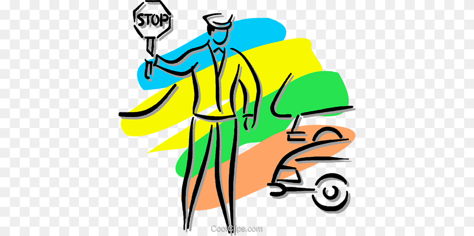 Crossing Guard Holding A Stop Sign Royalty Vector Clip Art, Person, Symbol Png