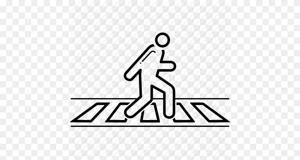 Crossing Pedestrian Road Safety Walkway Zebra Icon, Person, Walking, Outdoors Png Image