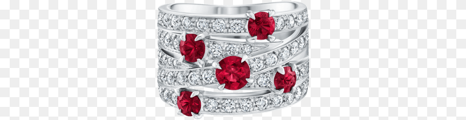 Crossover By Harry Winston Ruby 5 Row Ring, Accessories, Diamond, Gemstone, Jewelry Free Png Download