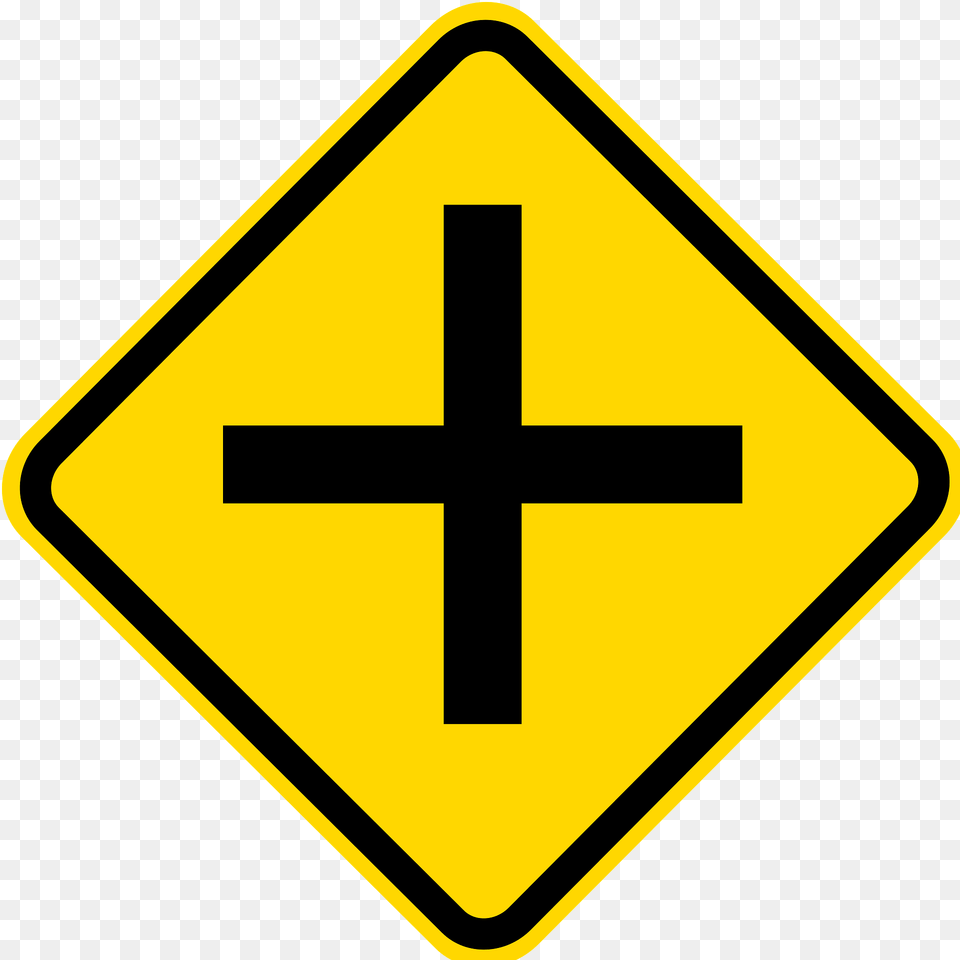 Crossroads Ahead Sign In Brazil Clipart, Symbol, Road Sign, Cross Free Png Download