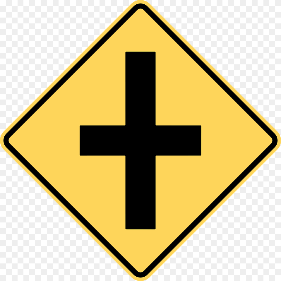 Crossroads Ahead Sign In British Columbia Clipart, Symbol, Cross, Road Sign Free Transparent Png
