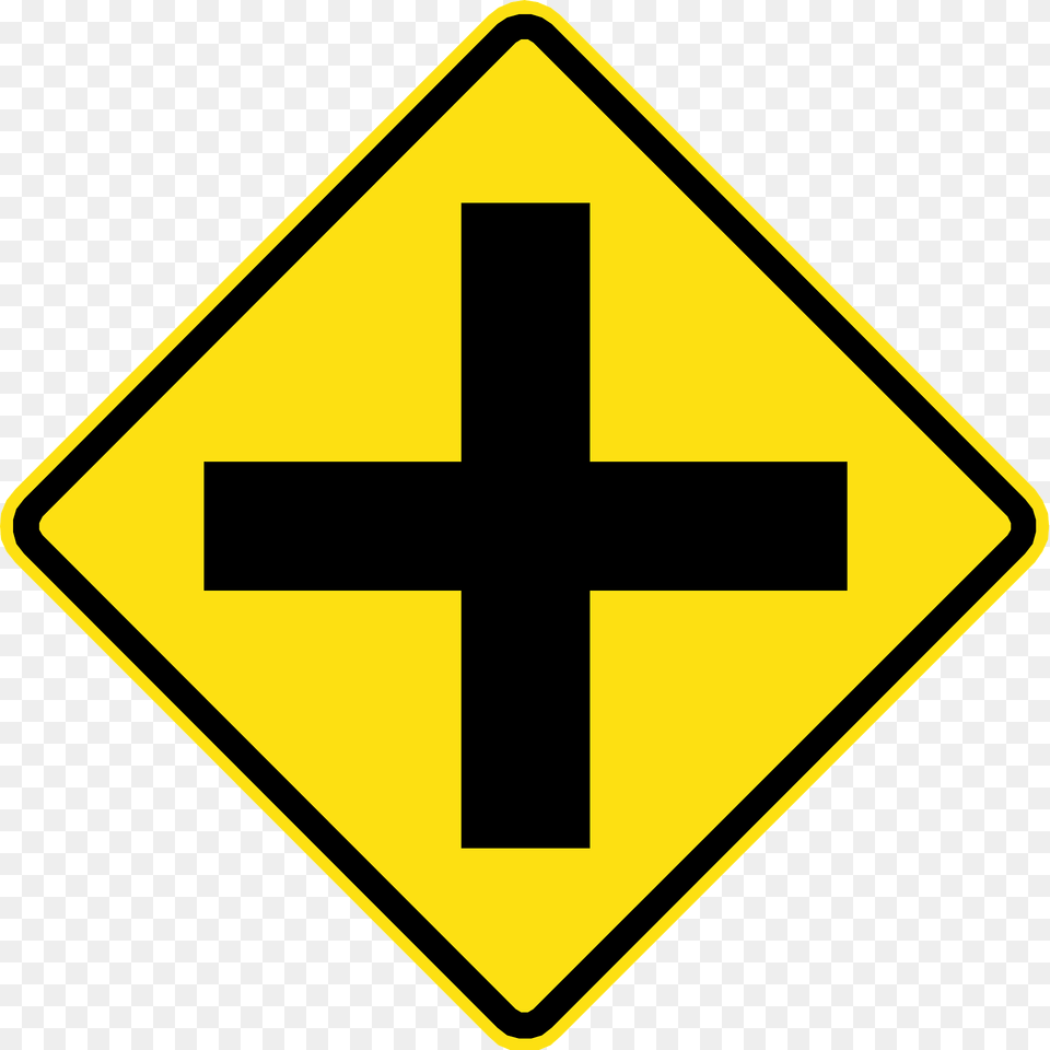 Crossroads Ahead Sign In Chile Clipart, Symbol, Cross, Road Sign Free Transparent Png