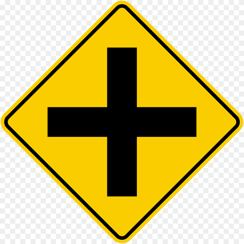 Crossroads Ahead Sign In Colombia Clipart, Symbol, Road Sign, Cross Free Png