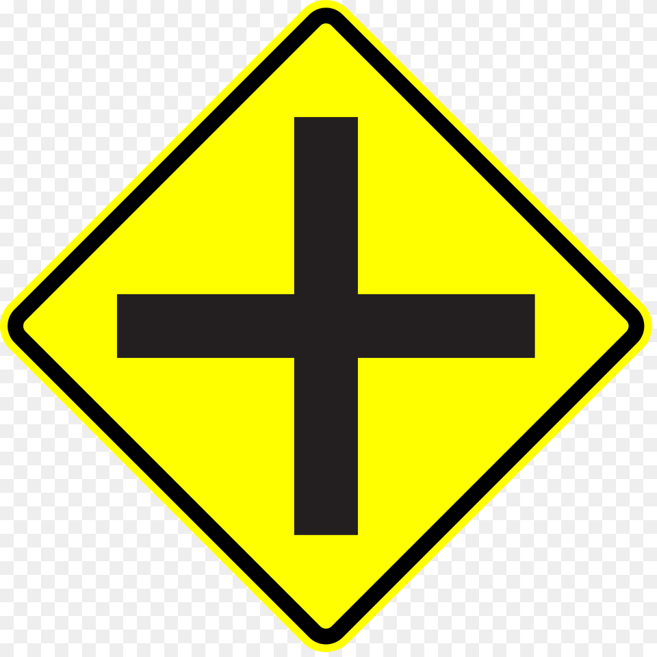 Crossroads Ahead Sign In Panama Clipart, Symbol, Cross, Road Sign Png