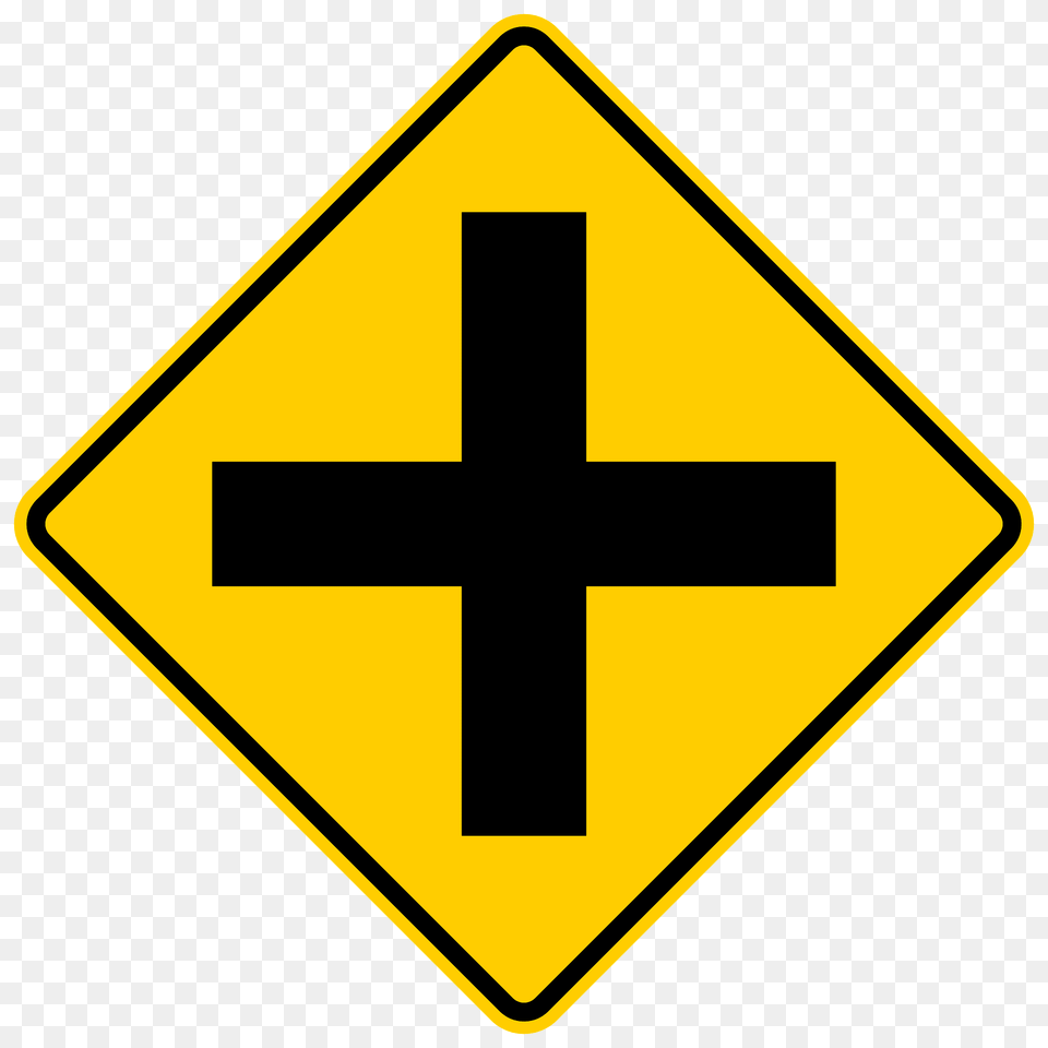 Crossroads Ahead Sign In United States Clipart, Symbol, Road Sign, Cross Png
