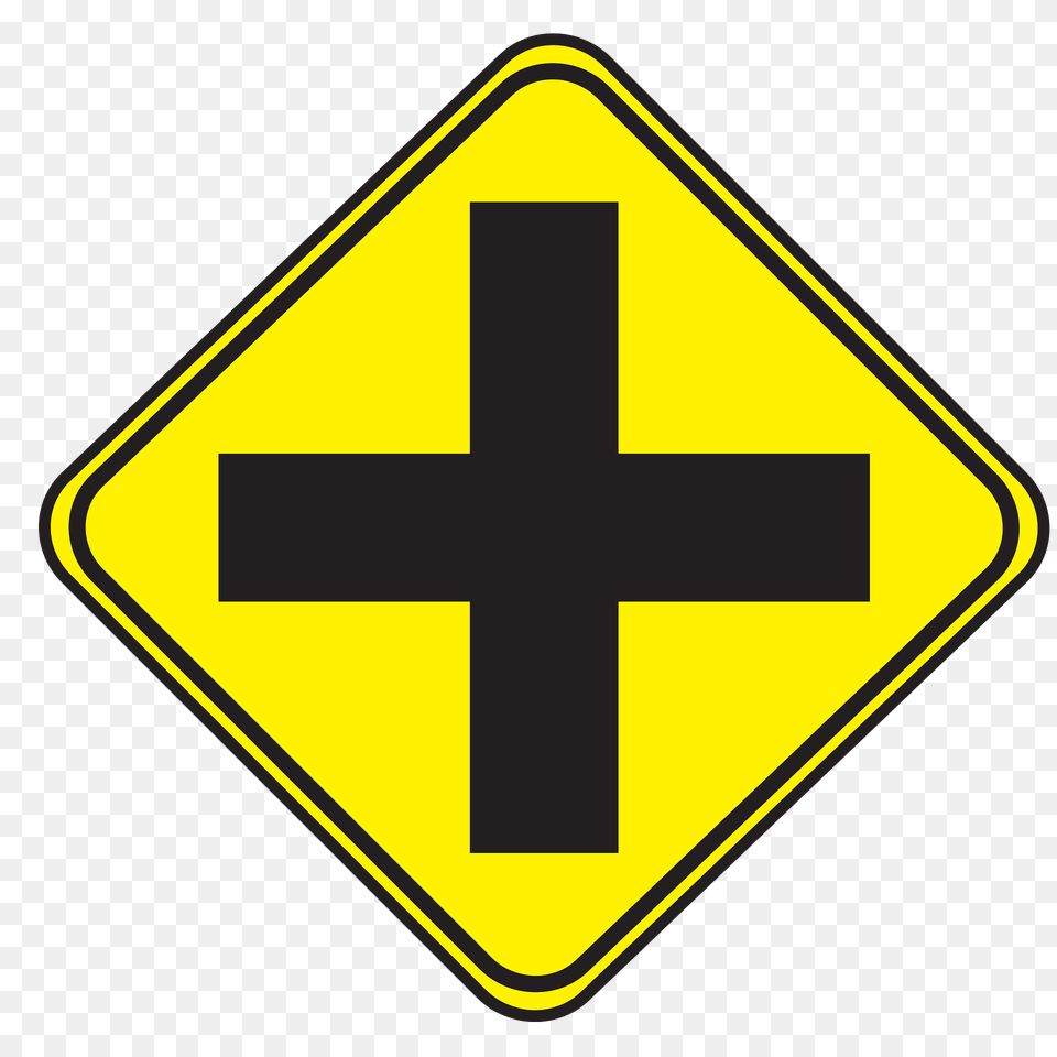 Crossroads Ahead Sign In Uruguay Clipart, Symbol, Road Sign, Cross, First Aid Free Png