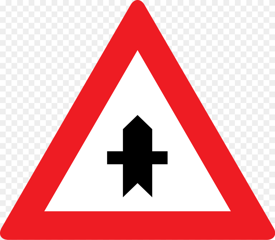 Crossroads With A Minor Road Sign In Austria Clipart, Symbol, Road Sign, Dynamite, Weapon Free Png Download