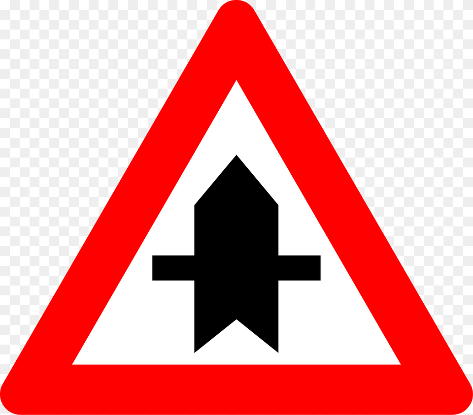 Crossroads With A Minor Road Sign In Belgium Clipart, Symbol, Road Sign Free Png