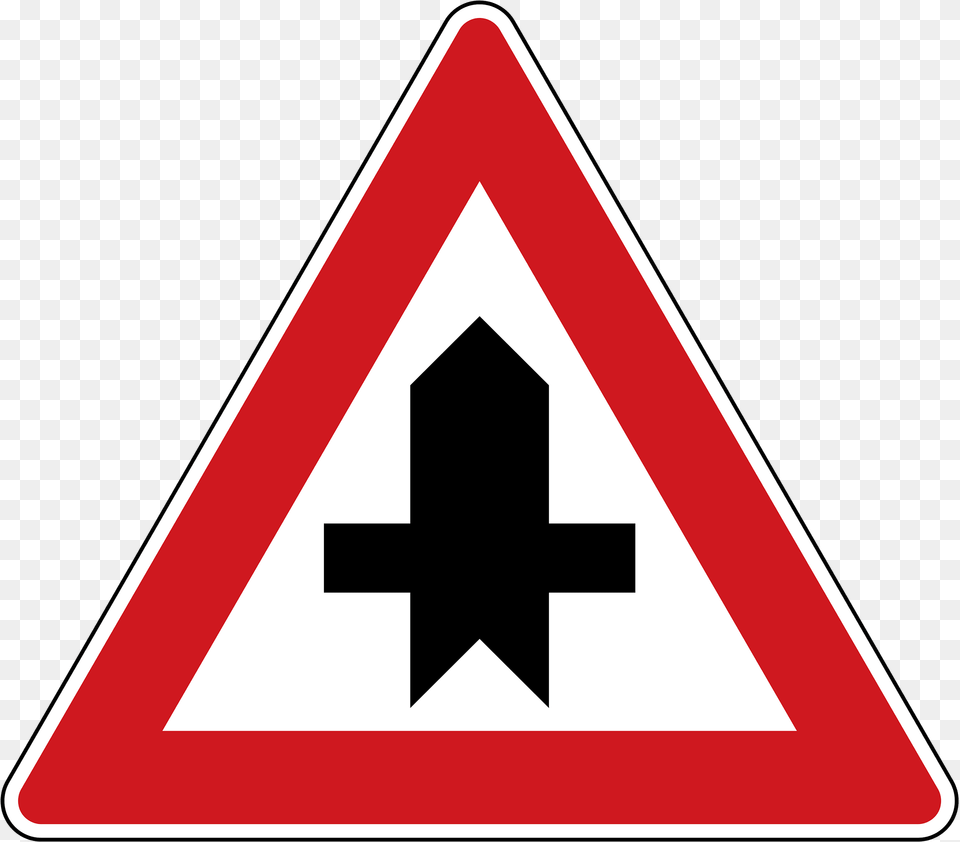 Crossroads With A Minor Road Sign In Czech Republic Clipart, Symbol, Road Sign Png