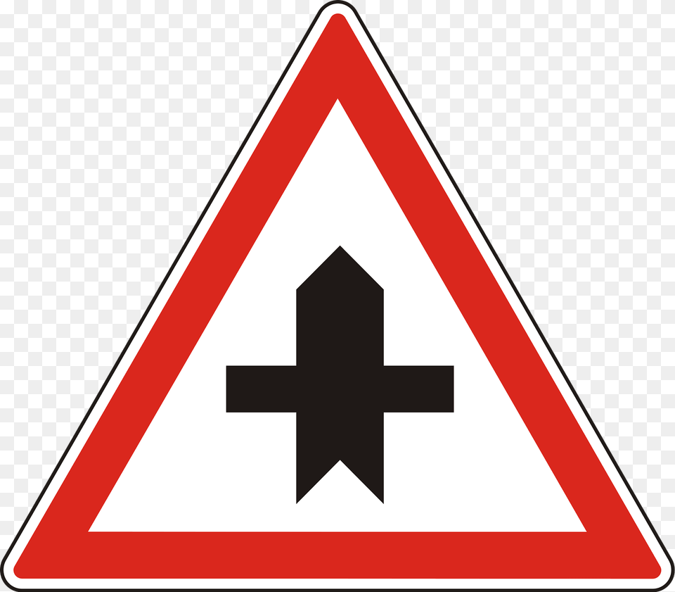 Crossroads With A Minor Road Sign In Hungary Clipart, Symbol, Road Sign Free Png Download