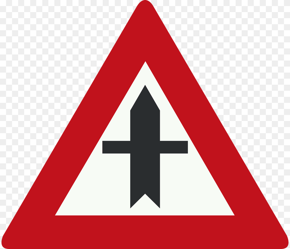 Crossroads With A Minor Road Sign In Netherlands Clipart, Symbol, Road Sign Png